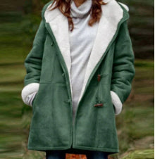 Manteau Femme Mi-Long à Capuche avec Attaches Décoratives – Confort et Style Hivernal