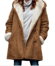 Manteau Femme Mi-Long à Capuche avec Attaches Décoratives – Confort et Style Hivernal