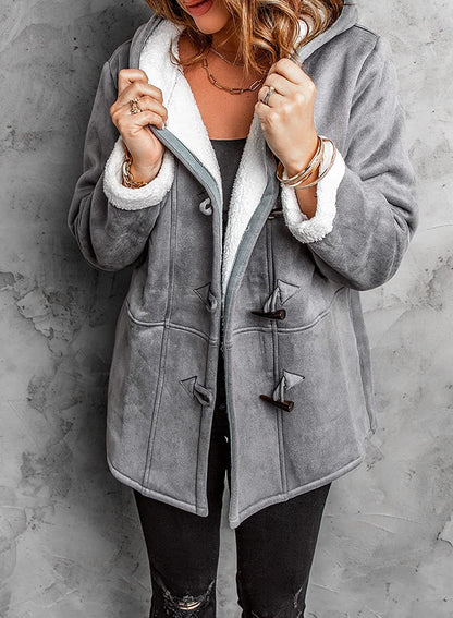 Manteau Femme Mi-Long à Capuche avec Attaches Décoratives – Confort et Style Hivernal